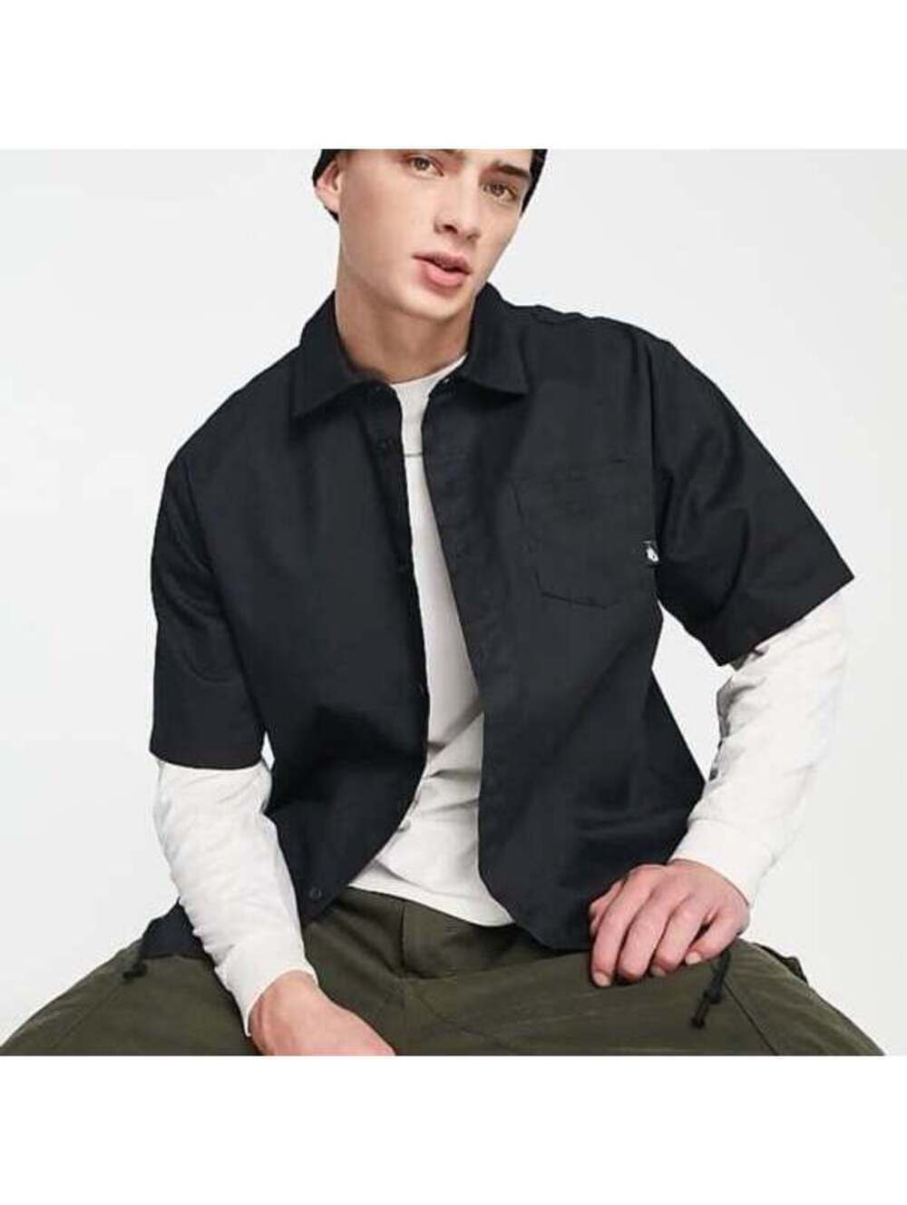 Nike Club button down shirt in black size M